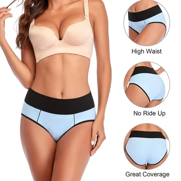 6pcs Cotton Underwear Top Full Briefs Soft Stretch Breathable Ladies Panties